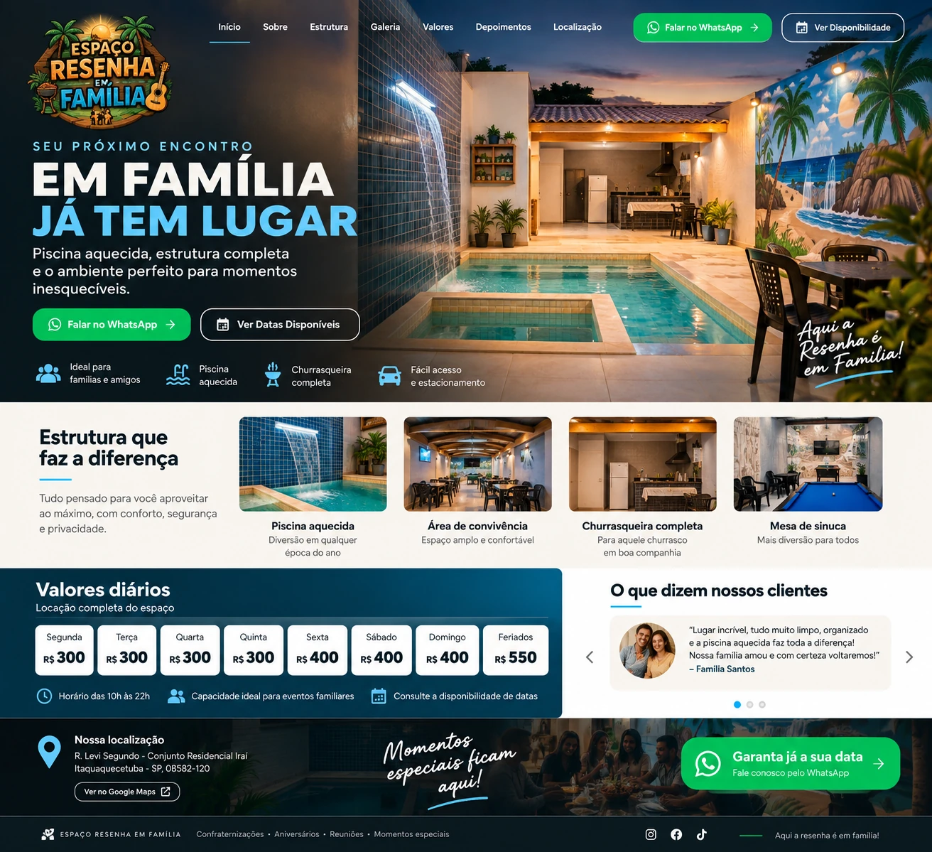 Site Espaço Resenha em Família