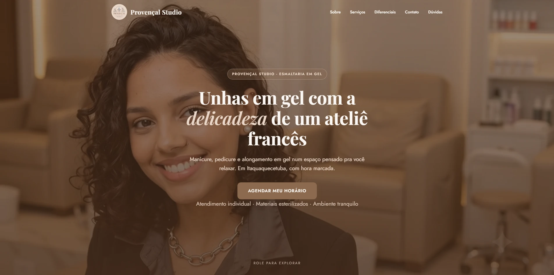 Landing page Provençal Studio: esmalteria em gel