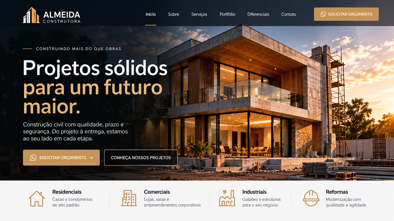 Site institucional para construtora
